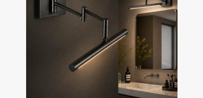 Arandela LED articulada para espelho de banheiro, 12w, três temperaturas de cor