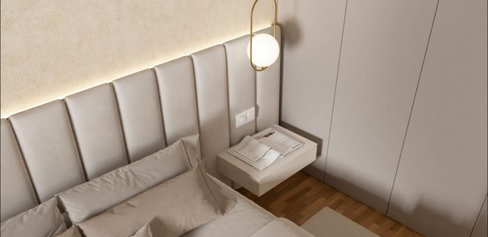 Cama box casal estofada com cabeceira acolchoada