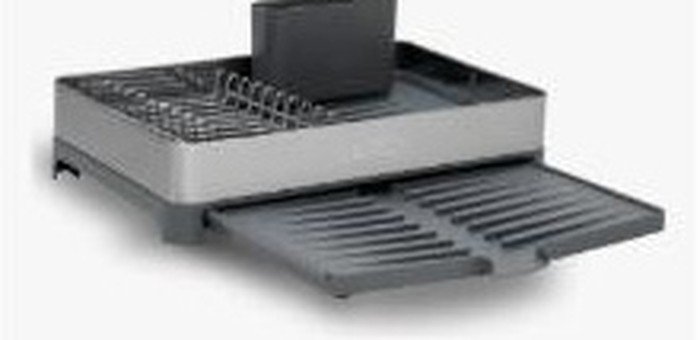 Escorredor de louças em aço inox com bandeja para copos