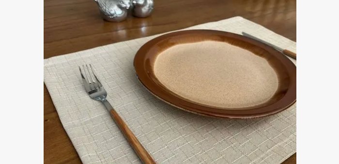 Kit jogo americano trançado para cozinha em tom neutro