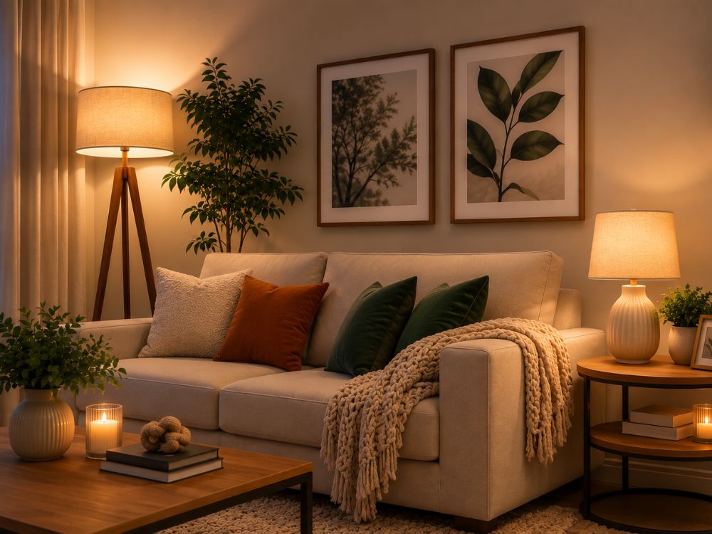 Luminária de pé e abajur são os aliados mais acessíveis para criar um canto aconchegante na sala.